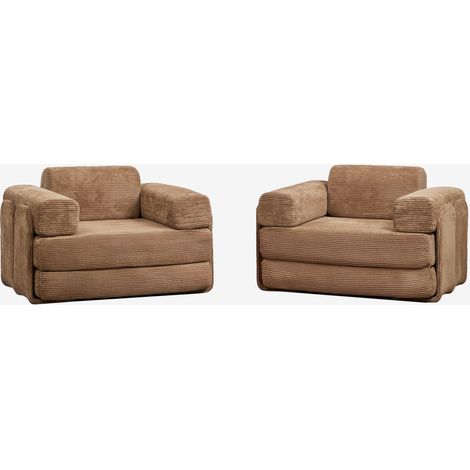 Pack de 2 sillones cama en pana envasados al vacío Paoly SKLUM       