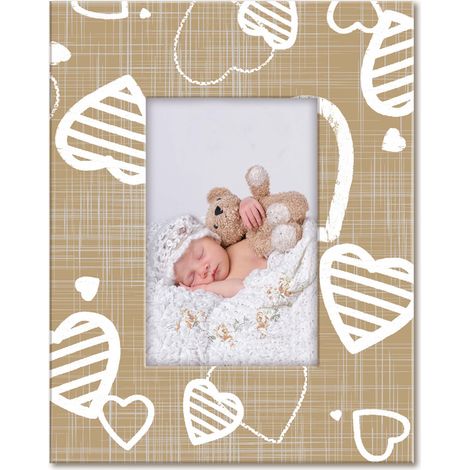 Lupia - Cornice Portafoto in Legno da tavolo FRAME BROWN Heart White 13x18 cm (1/4)