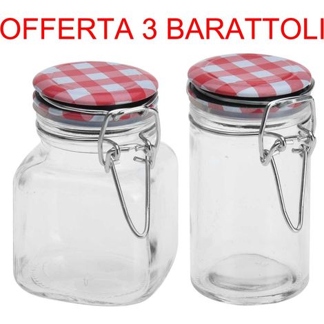 OFFERTA SET 3 BARATTOLI IN VETRO 250ML 6X11CM PER CONSERVE ANTIPASTI