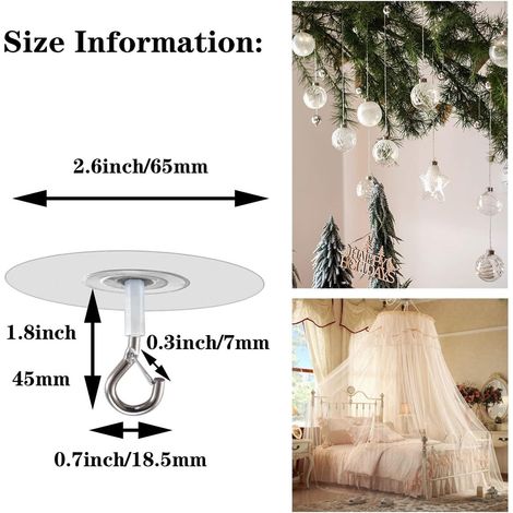 Stück – Selbstklebende Deckenhaken – Selbstklebende Haken für Wand und Decke – Hängehaken – Kleiderhaken – Handtuchhaken – Badhaken – Küchenhaken – Professioneller Deckenhaken – Hängehaken (1/4)