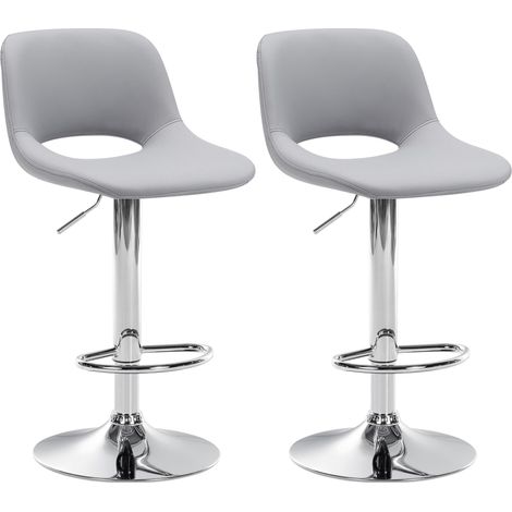 Sgabelli da bar seggioloni x2 con poggiapiedi in PVC grigio con base in metallo cromato 100004061