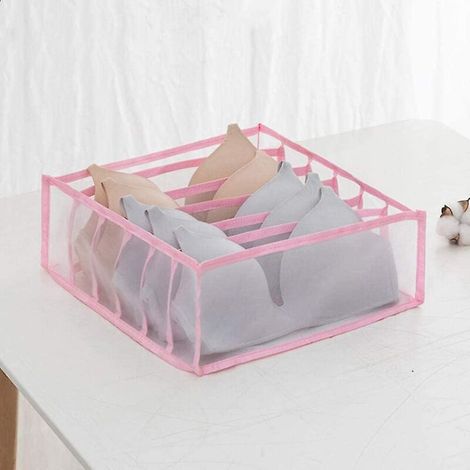 Ensemble de rangement pour sous-vêtements - Organisateur de tiroir pliable pour sous-vêtements - 6 compartiments - Rose (1/5)