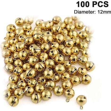 Clochette Métallique - 12 mm - Or Argent - Pour Décoration De Noël Et DIY - Lot De 100 Pièces