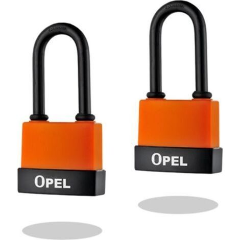 Cadenas Haute Sécurité [A Clé] [Botier en plastique PVC anti-poussière] [Extérieur - Anti-rouille] [Pack de 2] - Idéal pour les remises,garages,cltures et les portails L55mm couleur orange (1/4)