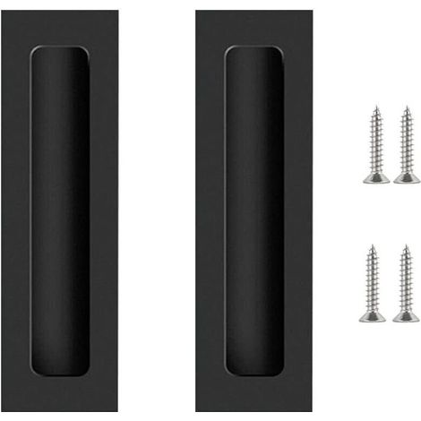 Gotetiso Poignée Porte Coulissante Noire 2 Pièces Poignee de Meuble Poignée de Porte Invisible Poignée deTraction de Porte pour Tiroirs Armoires Coiffeuses Poignée de Meuble 175x42mm (1/5)