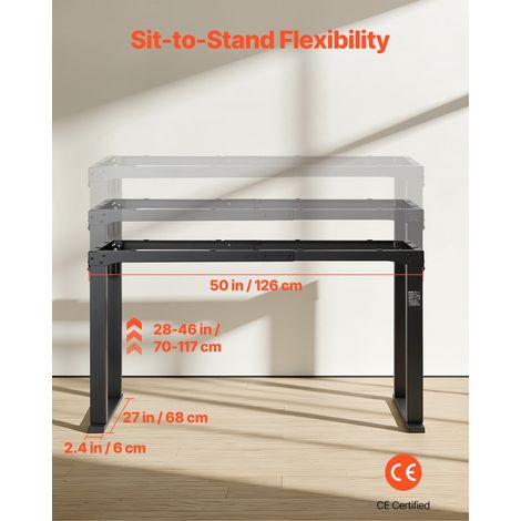 Cadre Bureau Assis Debout Électrique à 4 Pieds, Pied Bureau Assis Debout Double Moteur, Réglable en Hauteur 70-117 cm, Charge Max.… (1/5)