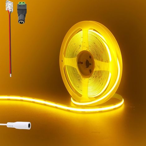 Bande LED COB 12V 480LED,9,84pieds/3m (sans alimentation),Orange,1440 LED,avec connecteurs femelles 5521 DC,largeur 8 mm,IP20,pour décoration intérieure DIY. (1/5)