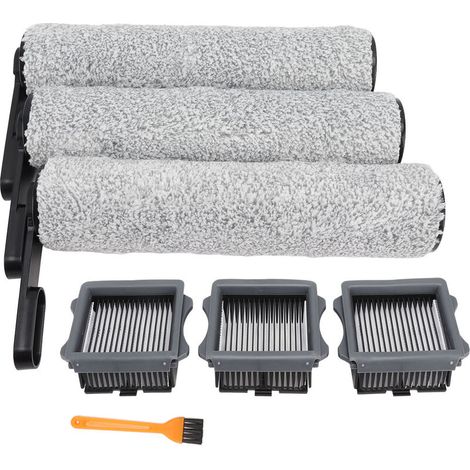 Sjlerst – Kit de pièces de rechange pour aspirateur Tineco S5 – 3 brosses à rouleau souples – 3 filtres à air haute efficacité – 1 brosse de nettoyage