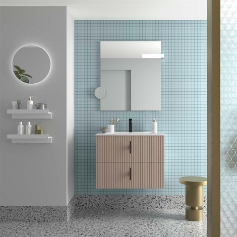 Meubles de salle de bains BIBA 700 2 tiroirs métalliques avec fermeture amortie MACCHIATO 698 x 540 x 450 mm (1/2)