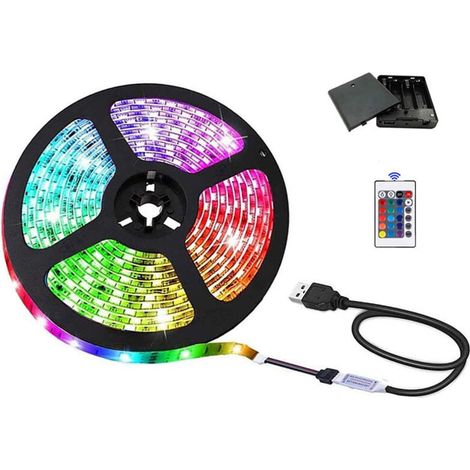 Ruban à LED, Ruban LED 2M Bande LED 5050 RGB IP20 Étanche LEDs (1/5)