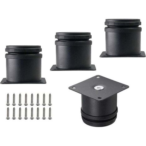 Confezione da 4 gambe per mobili in acciaio inossidabile da 5 cm, piedini rotondi regolabili per mobili, gambe di ricambio in metallo per mobili, divani, scaffali, tavoli (nero) (1/4)