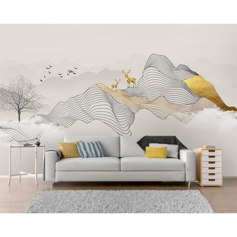 Papier Peint Montagne - Sommet Doré Abstrait - 150 x 250 cm (1/2)