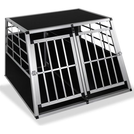 Dema – Cage de transport pour chien – Dimensions 105 x 91 x 69 cm – Aluminium et MDF – Pour 2 petits chiens ou un grand chien – Montage facile