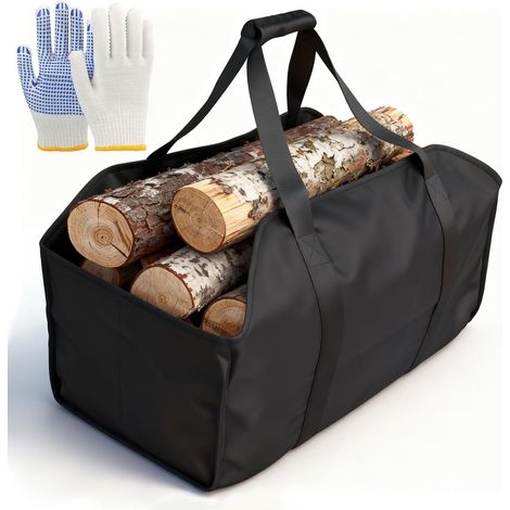 Grand panier à bois de cheminée, 60 x 34 x 40 cm, pour le transport et le stockage du bois de chauffage (1/5)