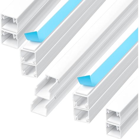 Goulotte Cache-Câbles - 10 Pièces - PVC Blanc - Auto-Adhésive - Pour TV Et Enceintes - 10x10mm (1/5)