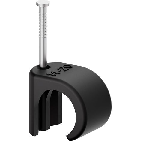 Colliers de câble, lot de 50 clips à clou, 14-20 mm, acier inoxydable 304, gestion de câbles pour téléphone et câbles Ethernet, câbles d'alimentation, tuyau, noir (1/5)