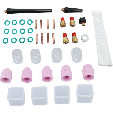 Set mit 38 Teilen: WIG-Gaslinse, Glasbecher und Rückbecher, O-Ringe, Plasmabrenner-Verschleißteile für WP9, WP20, WP25, Schweißzubehör. (1/5)