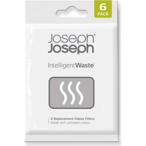 JOSEPH JOSEPH INTELLIGENT WASTE LOT DE 6 FILTRES DE RECHANGE AU CHARBON ACTIF POUR BAC À COMPOST DE CUISINE 30147