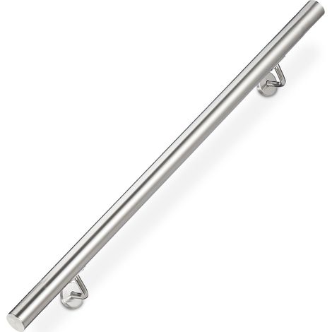 Corrimano tondo in acciaio inox design moderno scala interno esterno 100 x 12,5 x 8 cm in acciaio inox argentato 130009521