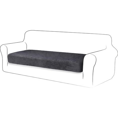 Housse Coussin Canapé Velours Housse Assise Canapé Extensible Antidérapante et Lavable pour Canapé d'angle/Droit (3 Place, Gris) (1/5)