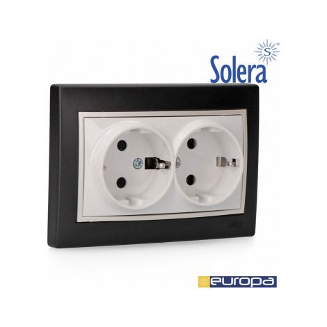 Base Bipolaire Double 16a Noire Double Prise Fixe 16a Noir Solera - Solera