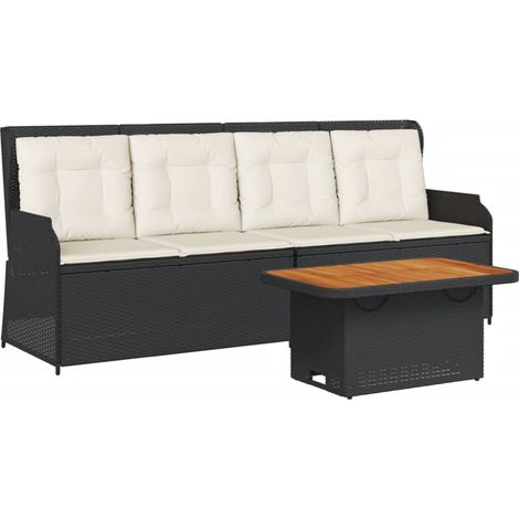 Maison Exclusive - 3-tlg. Garten-Lounge-Set mit Kissen Schwarz Po