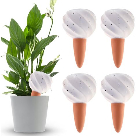 Lot de 4 globes d'arrosage pour plantes, tuteurs d'arrosage automatiques en terre cuite, bulbes d'irrigation pour pots (1/5)