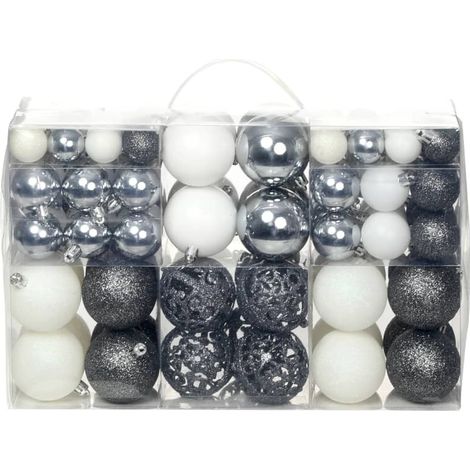 100 Boules de Noël Blanc et Gris pour décorer votre sapin (1/5)