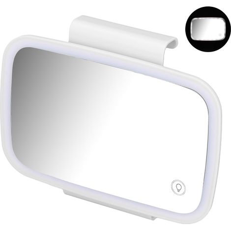 Miroir de pare-soleil voiture avec éclairage LED tactile, rétroéclairé, pince escamotable, blanc, brancher et utiliser (1/5)