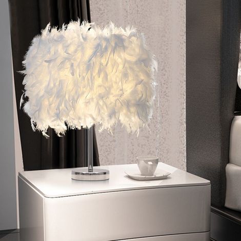 Lampe de chevet plume abat-jour lampe de table plume moderne 23 x 30 cm (1/5)