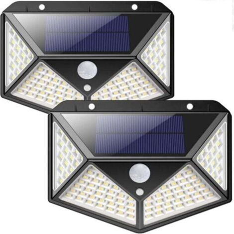 Set of 2 100LED Outdoor Solar Lamp, with motion detector, Ip65 waterproof exterior, with 3 modes, for garden, fence, terrace, front door, garage (1/4)