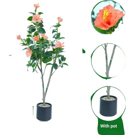 Albero artificiale, foglie di seta realistiche, pianta decorativa di facile manutenzione, nero (1/2)