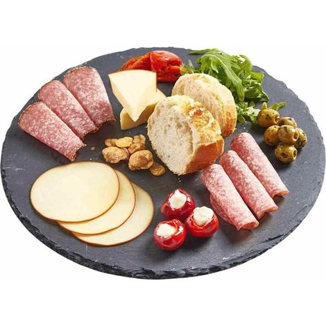Vassoio da Portata Tondo in Ardesia 25 cm Piatto per servire Finger Food Sushi Formaggi aperitivo Buffet Cucina Bar Ristorante (1/2)