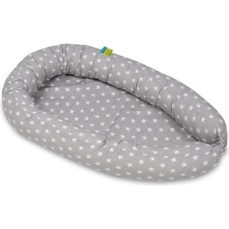 Babynest - Babynest - 0-8 Monate - 100% Baumwolle - 82x54cm - weiße und graue Sterne