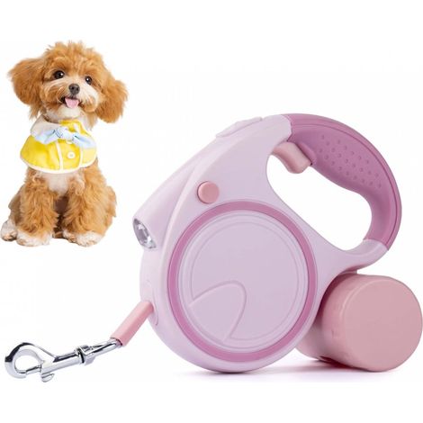 Laisse Rétractable pour Chiens, Laisse Chien Enrouleur 5 Mètres Automatique, Chiens Jusqu'à 10-25Kg, Laisse pour Chien Laisse Flexible avec Lumière pour Le Dressage et La Promenade (1/5)