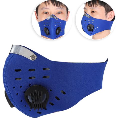 Fahrrad-Staubmaske mit Aktivkohlefilter, komfortabel und atmungsaktiv für Outdoor-Aktivitäten (Blau) (1/5)