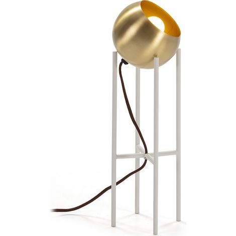 Lampe de Table 15x15x46 Métal Doré/Blanc (1/4)