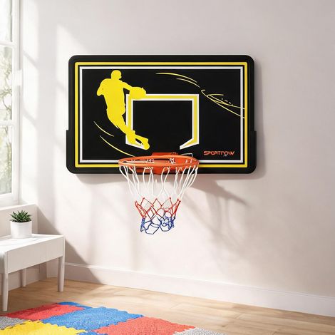 Panier de basket coloris jaune noir en acier 110 x 90 x 70 cm (1/5)
