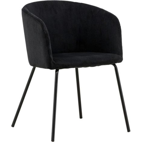 Chaise en Velours Côtelé "Berit" 78cm Noir (1/5)