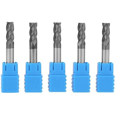 Lot de 5 fraises CNC en carbure de tungstène à 4 cannelures, diamètre 6 mm x longueur 50 mm (1/4)