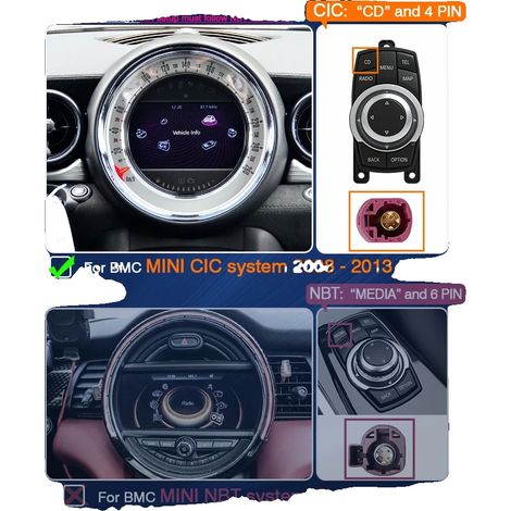 Módulo de actualización CarPlay y Android Auto, compatible con BMW MINI Cooper, conectividad inalámbrica, integración OEM, para MINI CIC (1/2)