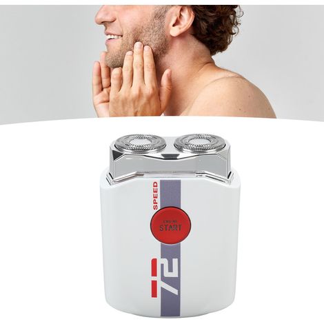 Afeitadora eléctrica doble con diseño de "supercoche", portátil y lavable, fabricada en aleación de zinc, para barba, cuerpo y viajes. (1/5)