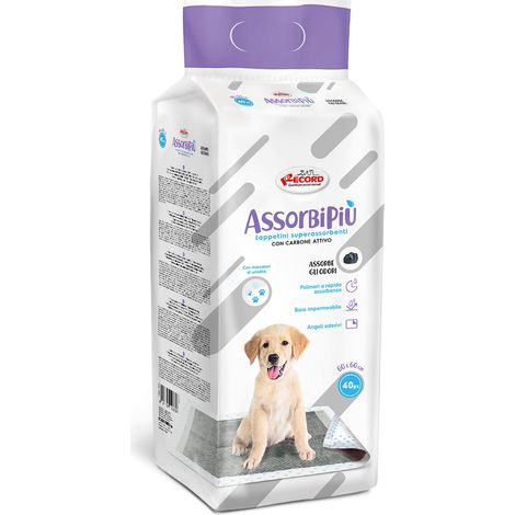40 Absorbipiù absorbierende Geruchskontrolle Aktivkohlematten mit Klebeecken für Hunde 60x60cm