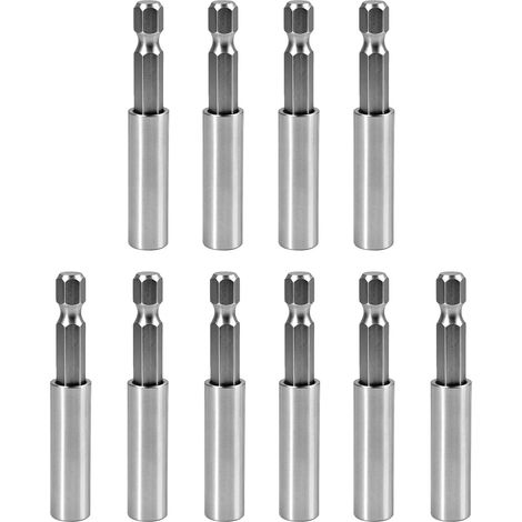 10 Pièces Porte-Embouts Magnétique 60mm en Acier Inoxydable, Rallonge Embout 1/4" à Changement Rapide, Porte-Embouts Antirouille pour Visseuse, Perceuse et Clé à Chocs (1/5)