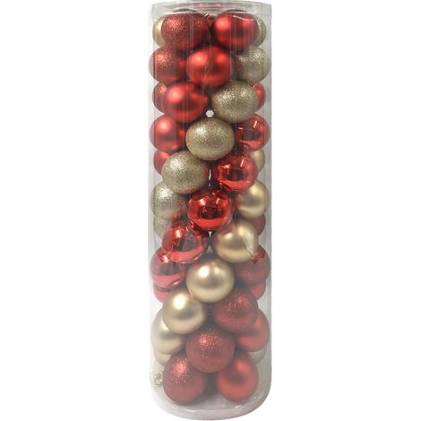 55 Palle a sfera palline cm 6 per decorazione albero di natale rossa e oro  addobbi pacco misto abbinamento bellissimo