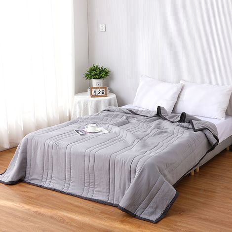 Couverture rafraîchissante grise pour l'été - Couverture rafraîchissante glacée pour des nuits chaudes et reposantes, idéale pour lutter contre les sueurs nocturnes. Couverture rafraîchissante double
