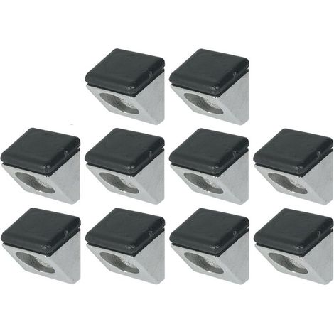 10 staffe per mensole in lega zincata con rivestimento in plastica nera, a vite, Ø5mm, per il supporto di mobili, armadi e mensole. (1/2)