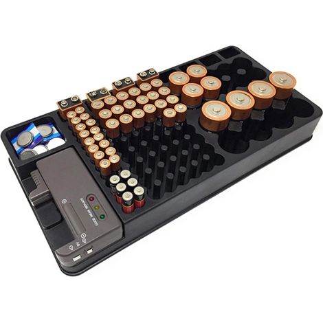 Contenitore per batterie con tester, porta batterie con dispositivo di controllo per batterie AAA AA CD 9V (1/5)