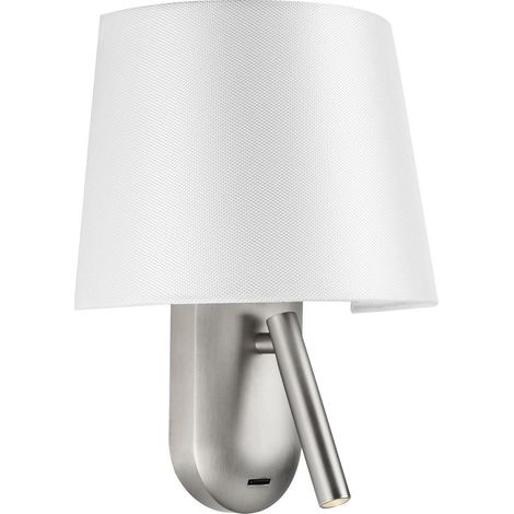BILDSCHIRM Innenwandleuchte zur frontalen Beleuchtung Warmweiße LED Für E27-Glühbirne Weiß und satiniertes Nickel (1/3)