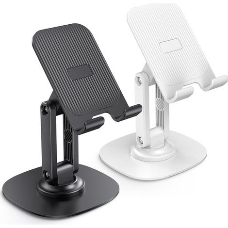 supporti pieghevoli e girevoli a 360° per cellulari, supporti da scrivania per cellulari, accessori per cellulari (nero, bianco) (1/5)